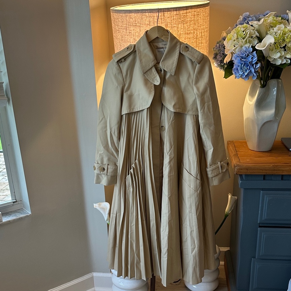 Sandro Beige Vino Pleated Trench Coat